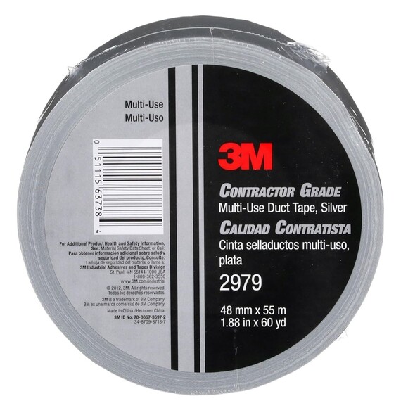 3M 2979 Contractor Grade Multi‑Use Duct Tape Silver 1.88in x 60yd 7.0mil - Picture 1 of 11